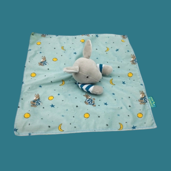 Goodnight Moon Lovey Plushie Security Blanket + 10" Bunny Rabbit Toy Striped PJs - Picture 5 of 12